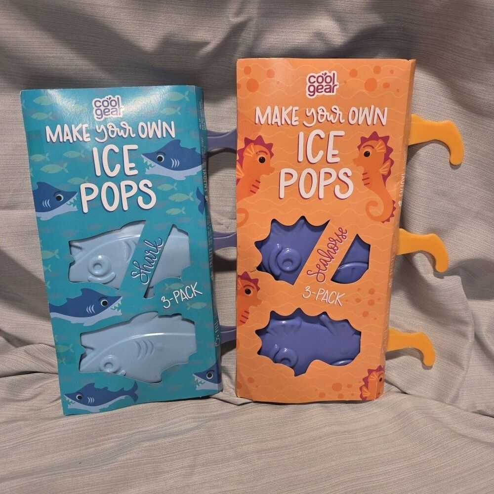 Cool Gear Make Your Own Ice Pops Seahorse & Shark 3-Pack New lot of 2